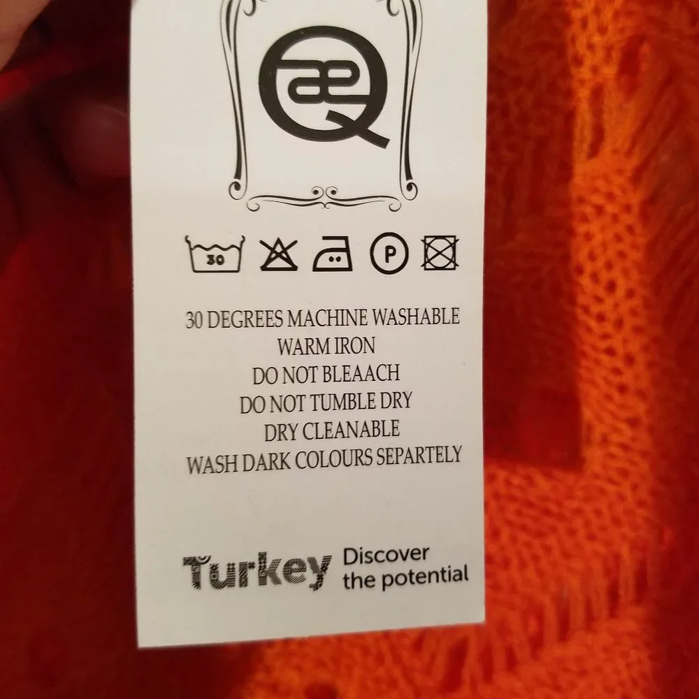 Knitted Orange Open Weave Long Sleeve Pullover Sweater NWT Medium